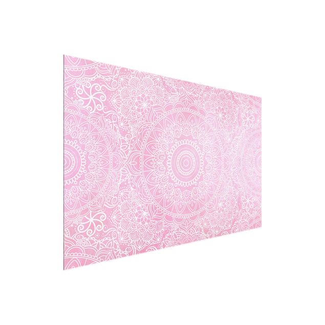 Glasschilderijen Pattern Mandala Light Pink
