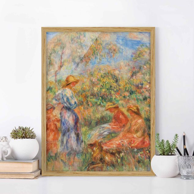 Ingelijste posters Auguste Renoir - Three Women and Child in a Landscape