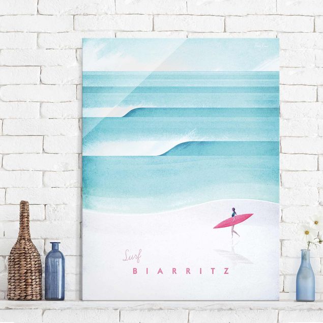 Glas Magnettafel Travel Poster - Biarritz