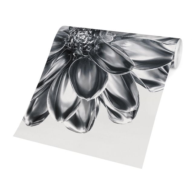 Fotobehang Dahlia Flower Silver Metallic