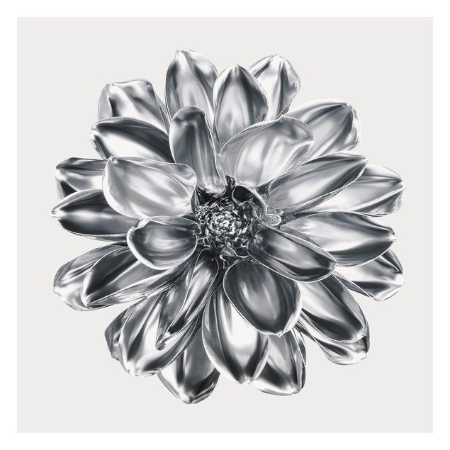 Fotobehang Dahlia Flower Silver Metallic