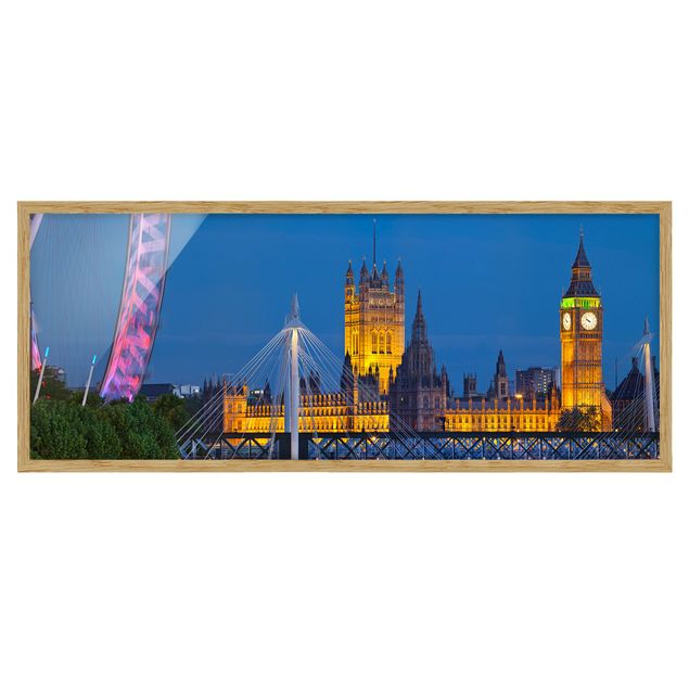 Ingelijste posters Big Ben And Westminster Palace In London At Night