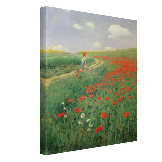 Canvas schilderijen Pál Szinyei-Merse - Summer Landscape With A Blossoming Poppy