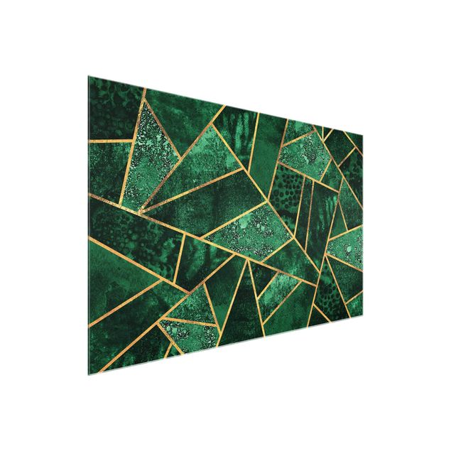 Glasschilderijen Dark Emerald With Gold