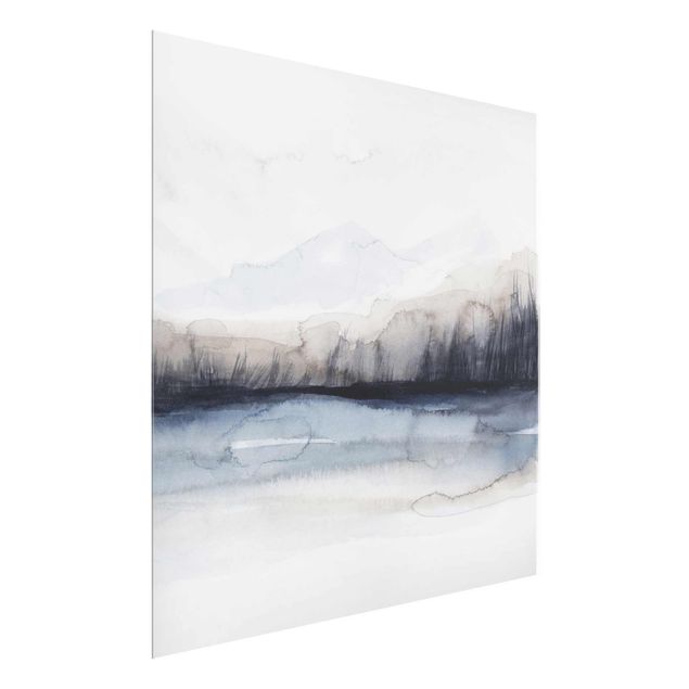 Glasschilderijen Lakeside With Mountains I
