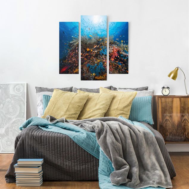Canvas schilderijen - 3-delig Lagoon Underwater