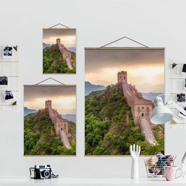 Stoffen schilderij met posterlijst The Infinite Wall Of China