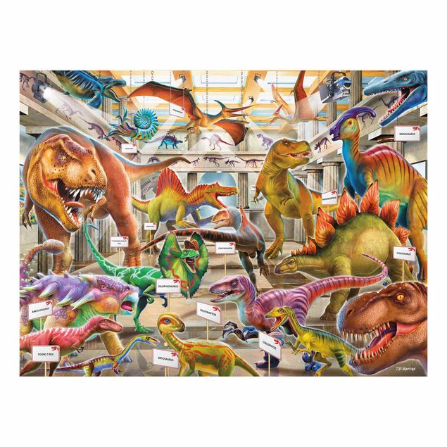 Glasschilderijen Dinosaurs In The Museum Of Natural History