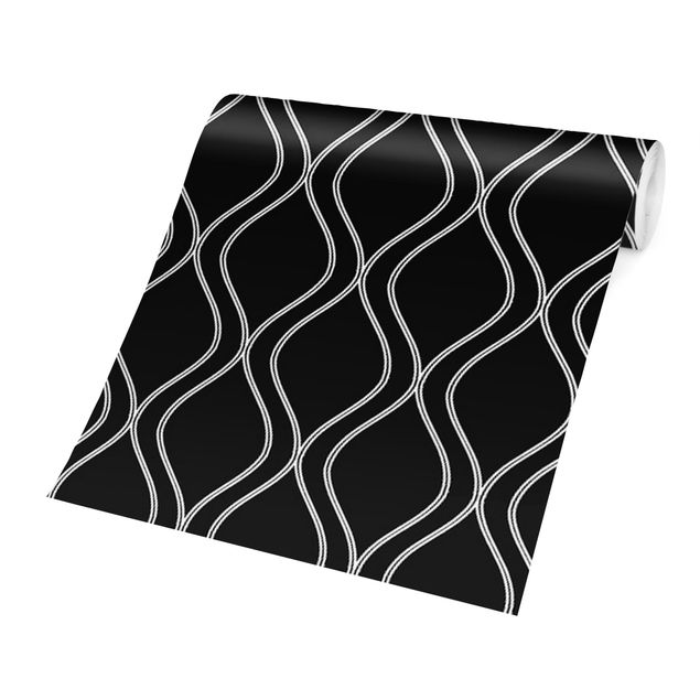 Fotobehang Dark Retro Pattern With Grey Waves