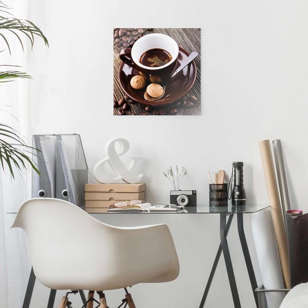 Glasschilderijen Coffee Mugs With Coffee Beans