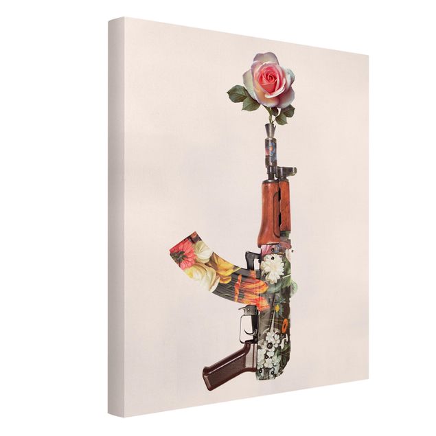 Canvas schilderijen Weapon With Rose