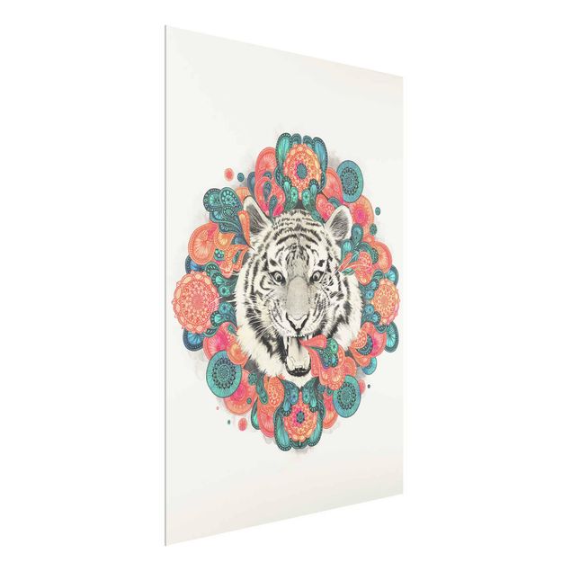 Glasschilderijen Illustration Tiger Drawing Mandala Paisley