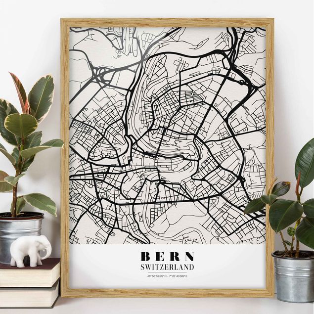 Ingelijste posters Bern City Map - Classical