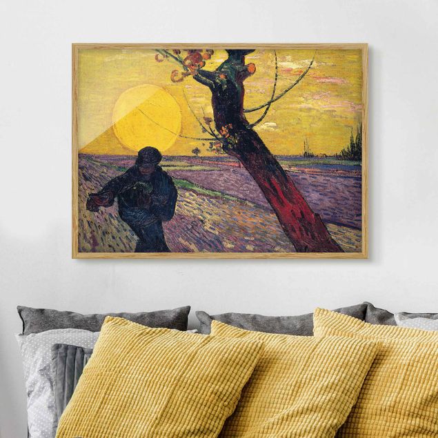 Ingelijste posters Vincent Van Gogh - Sower With Setting Sun