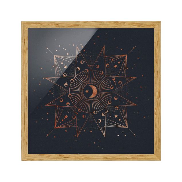 Ingelijste posters Astrology Moon Magic Blue Gold