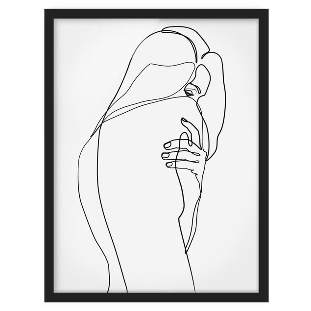 Ingelijste posters Line Art Nude Shoulder Black And White