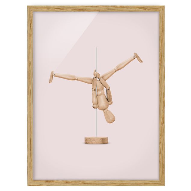 Ingelijste posters Pole Dance With Wooden Figure