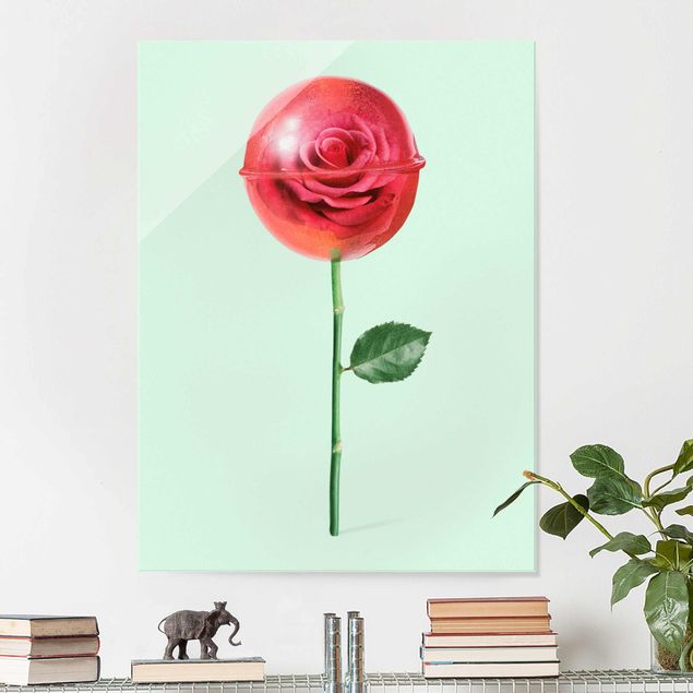 Magnettafel Glas Rose With Lollipop