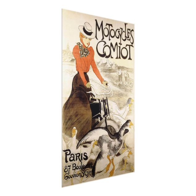 Glasschilderijen Théophile Steinlen - Poster For Motor Comiot