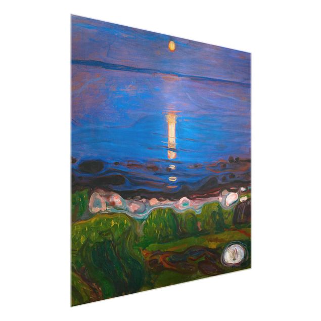Glasschilderijen Edvard Munch - Summer Night By The Beach