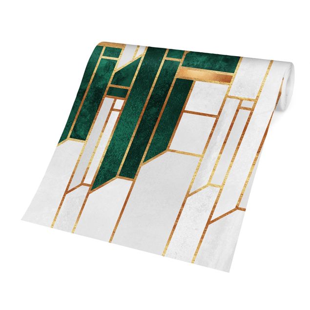 Fotobehang Emerald And gold Geometry
