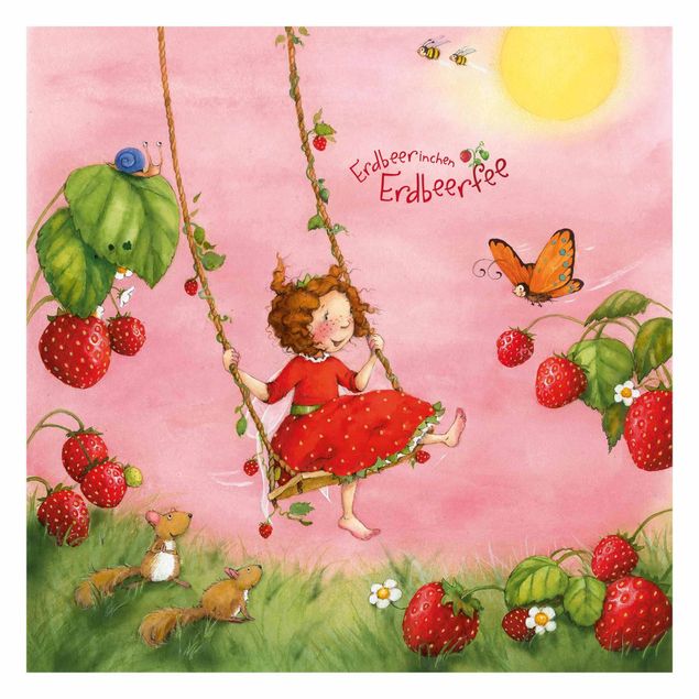 Fotobehang Little Strawberry Strawberry Fairy - Tree Swing