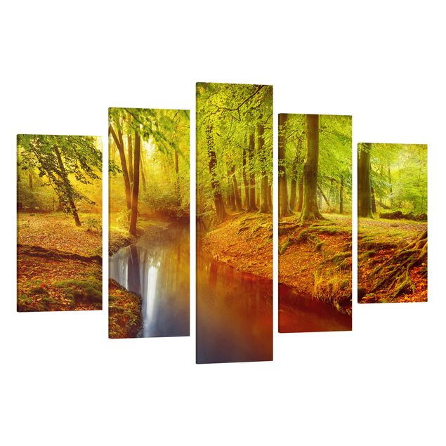 Canvas schilderijen - 5-delig Autumn Forest