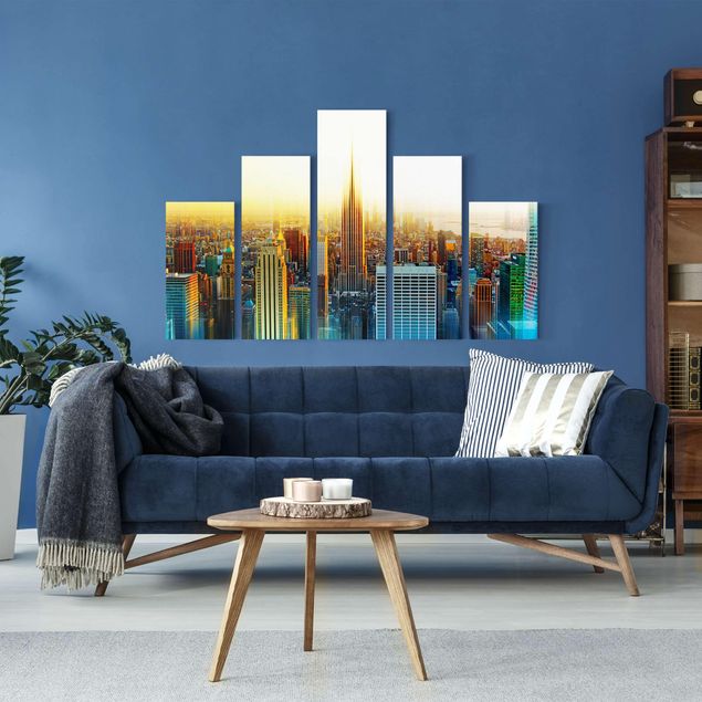 Canvas schilderijen - 5-delig Manhattan Abstract