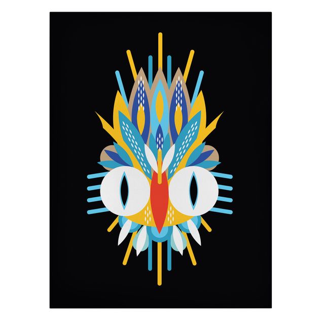 Canvas schilderijen Collage Ethno Mask - Bird Feathers