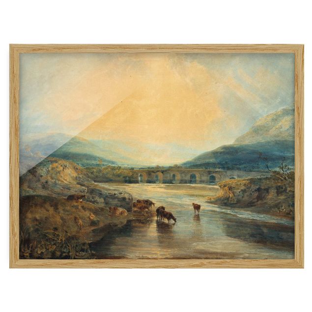 Ingelijste posters William Turner - Abergavenny Bridge, Monmouthshire: Clearing Up After A Showery Day