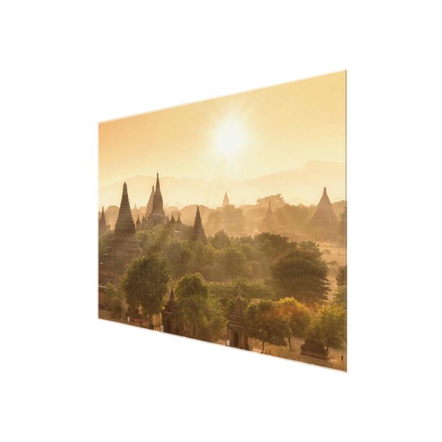 Glasschilderijen Sun Setting Over Bagan