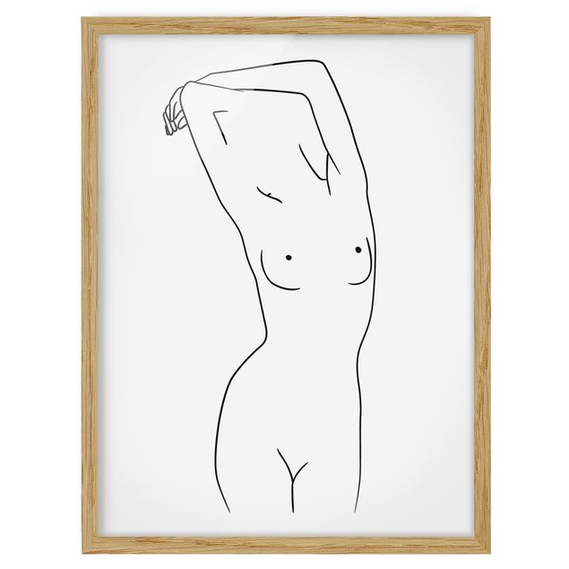 Ingelijste posters Line Art Nude Black And White