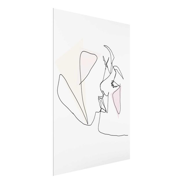 Glasschilderijen Kiss Faces Line Art