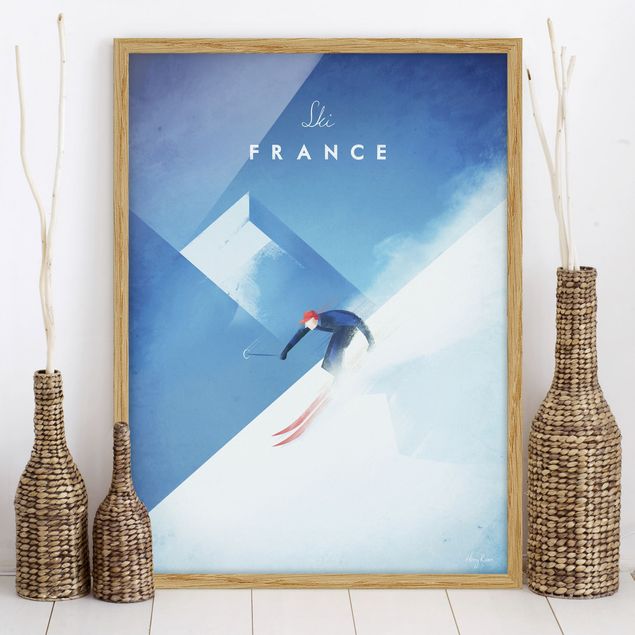 Ingelijste posters Travel Poster - Ski In France