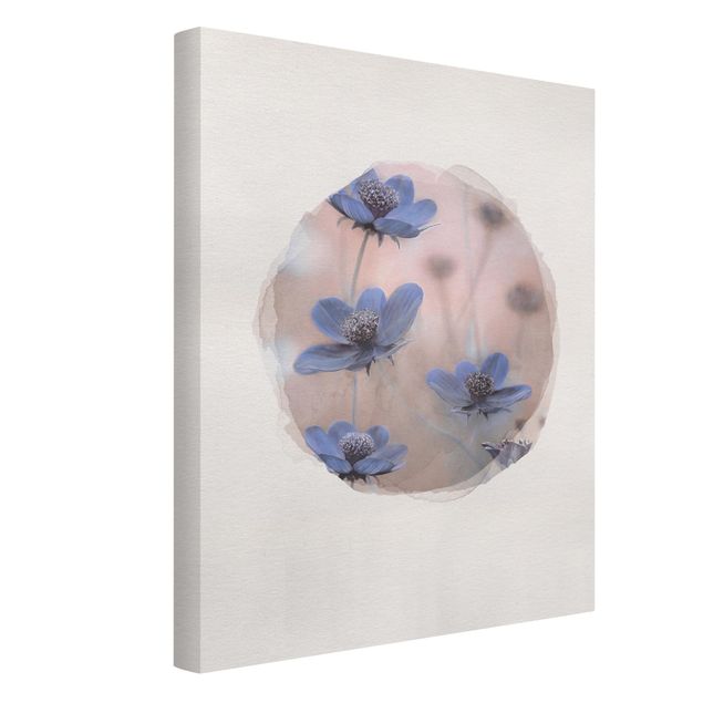 Canvas schilderijen Water Colours - Blue Kosmeen