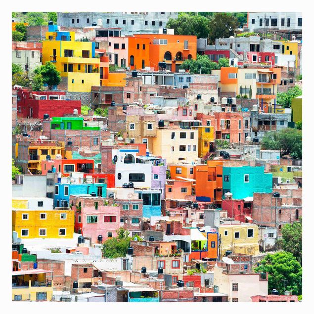 Fotobehang Coloured Houses Front Guanajuato