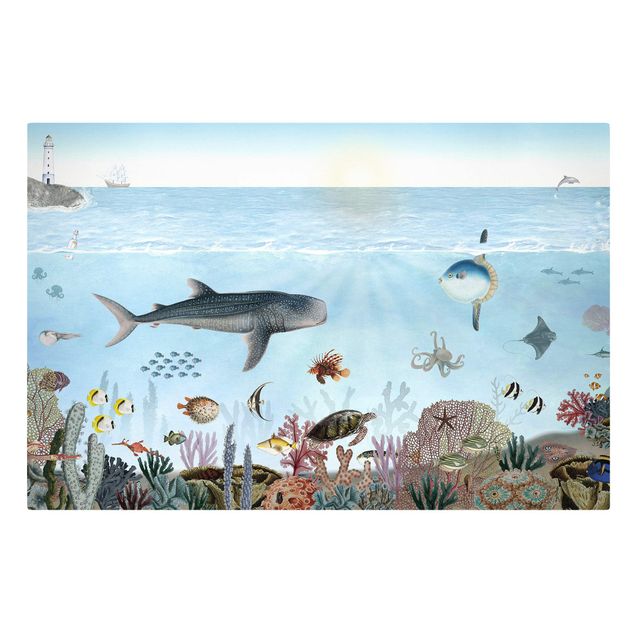 Canvas schilderijen - Fascinating creatures on the coral reef
