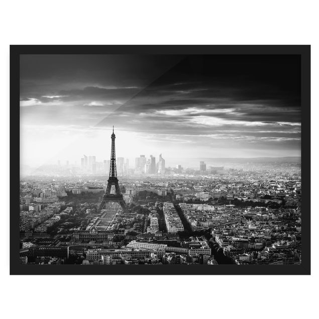 Ingelijste posters The Eiffel Tower From Above Black And White