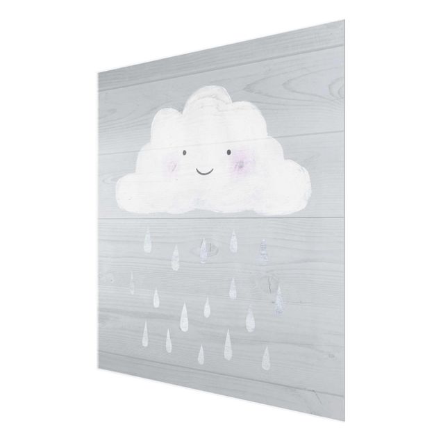 Glasschilderijen Cloud With Silver Raindrops