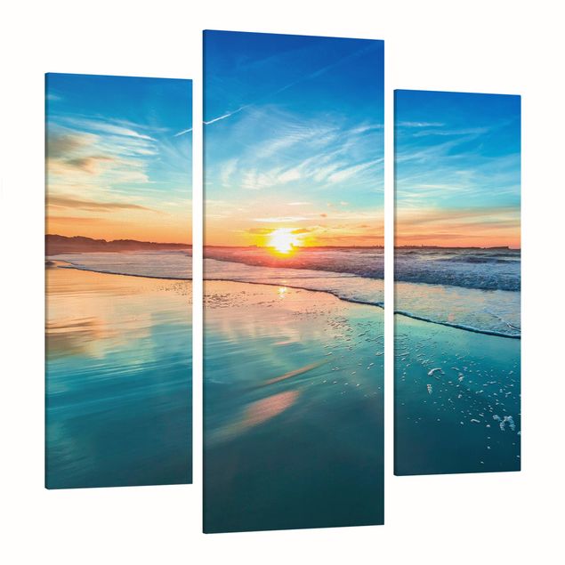 Canvas schilderijen - 3-delig Romantic Sunset By The Sea
