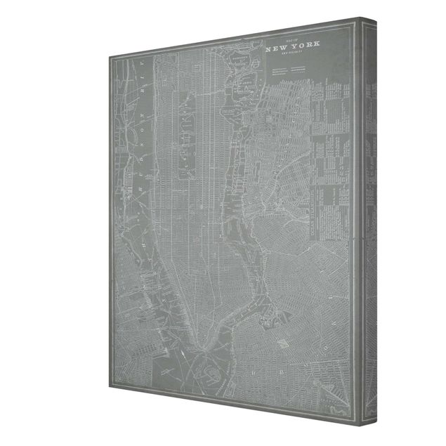 Canvas schilderijen Vintage Map New York Manhattan