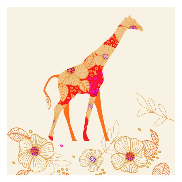 Fotobehang Floral Giraffe