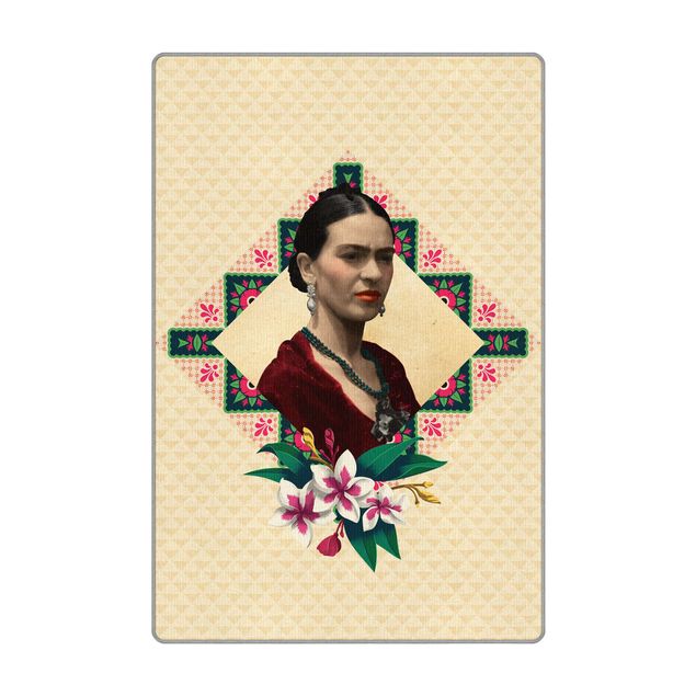 wasbare tapijten Frida Kahlo - Flowers And Geometry