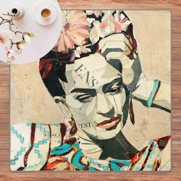 vloerkleed crème beige Frida Kahlo - Collage No.1