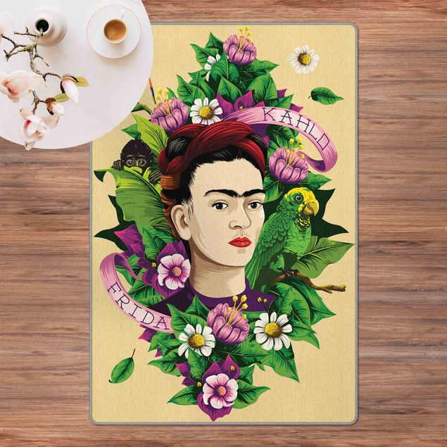 wit kleed Frida Kahlo - Frida, Monkey and Parrot