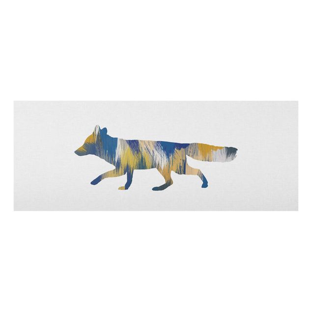 Glasschilderijen Fox In Blue And Yellow