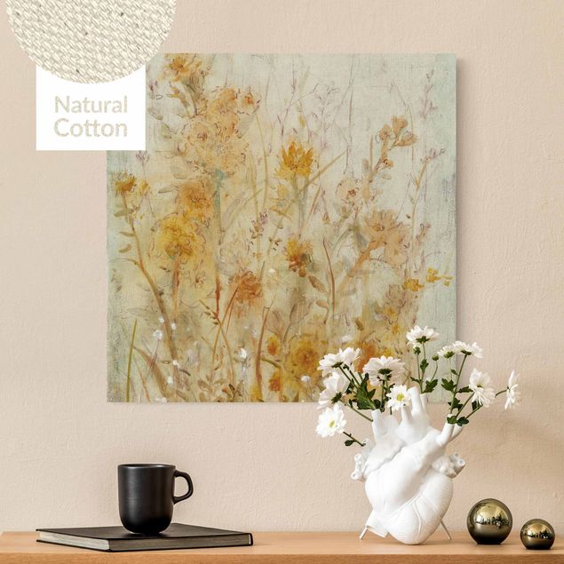 Natuurlijk canvas schilderijen Yellow Meadow Of Wild Flowers