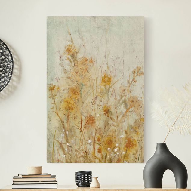 Natuurlijk canvas schilderijen Yellow Meadow Of Wild Flowers