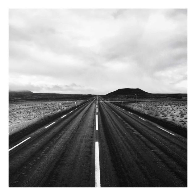 Glasschilderijen Straight Road In Iceland