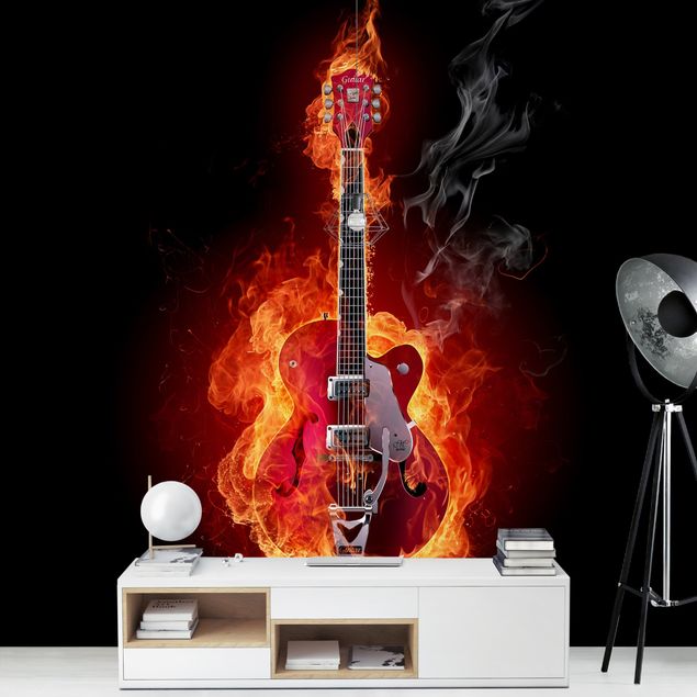 Fotobehang Guitar In Flames